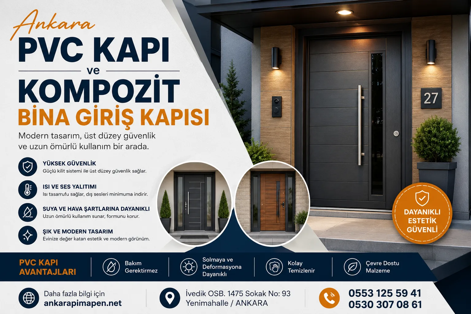 pvc kapı ve kompozit bina giriş kapısı