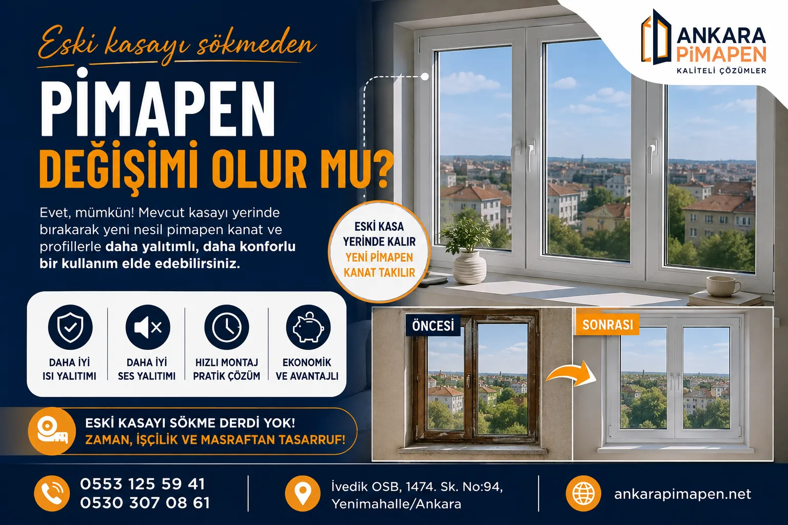 eski ahşap pencereyi sökmeden pimapen değişimi olur mu