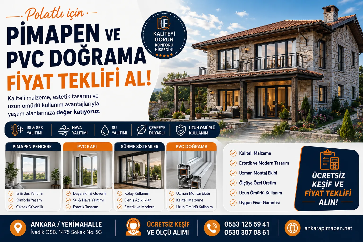 polatlı pimapen ve pvc doğrama fiyat teklifi