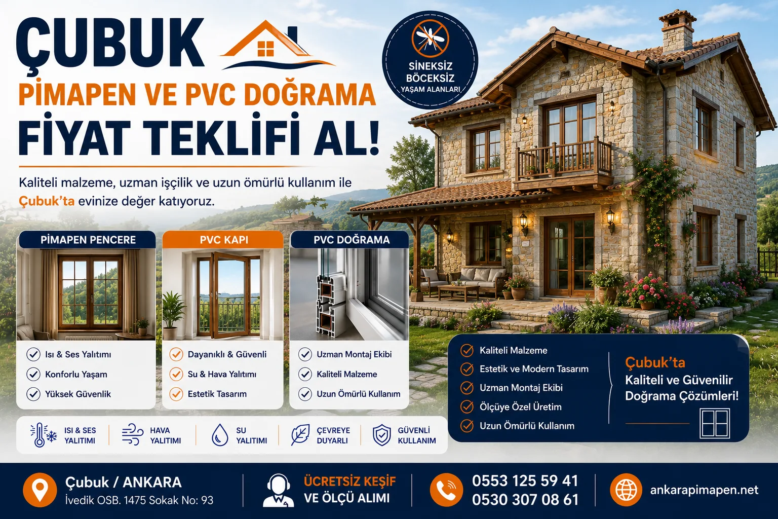 çubuk pimapen ve pvc doğrama fiyat teklifi
